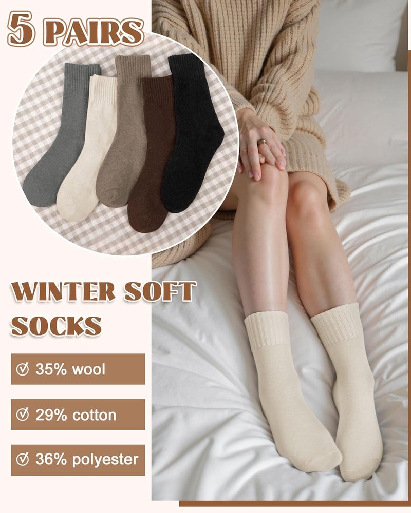 YSense Wool Socks for Women, Winter Boot Socks Stocking Stuffers Gifts for Women Warm Crew Hiking - Image 3